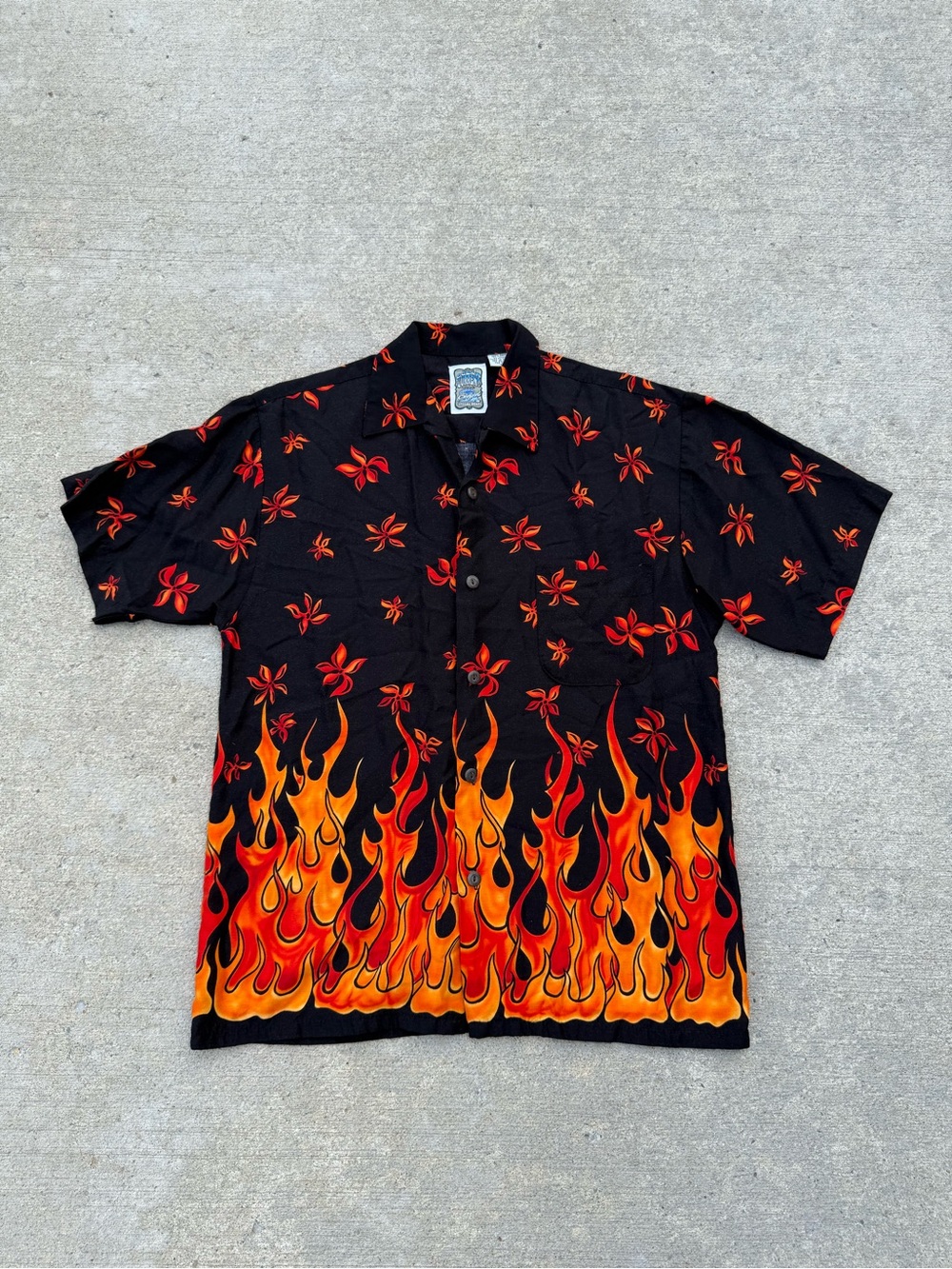 Vintage Hawaiian Style Flame Rayon